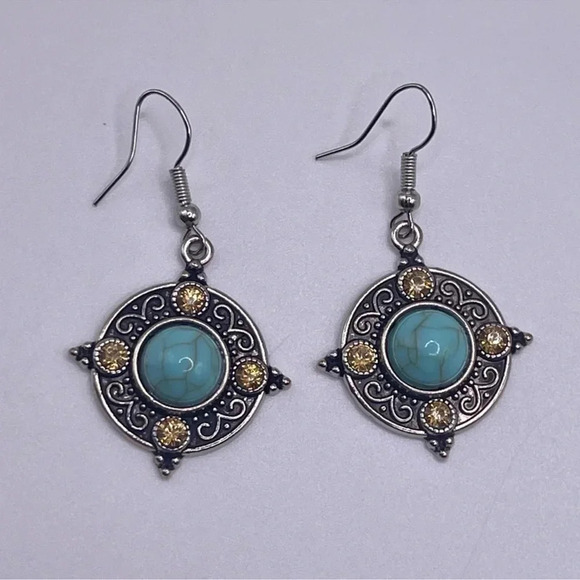 Bohemian Turquoise Earrings - Picture 1 of 4
